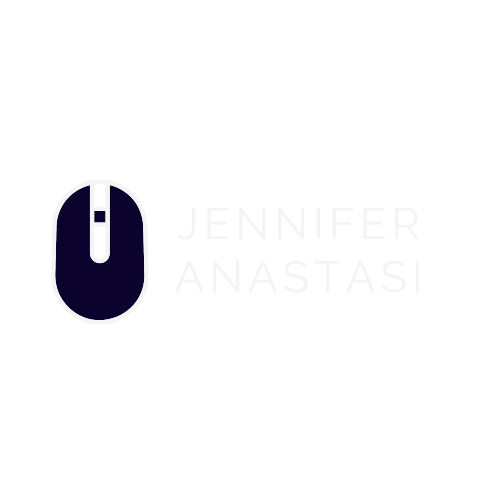 White computer mouse icon with the words Jennifer Anastasi